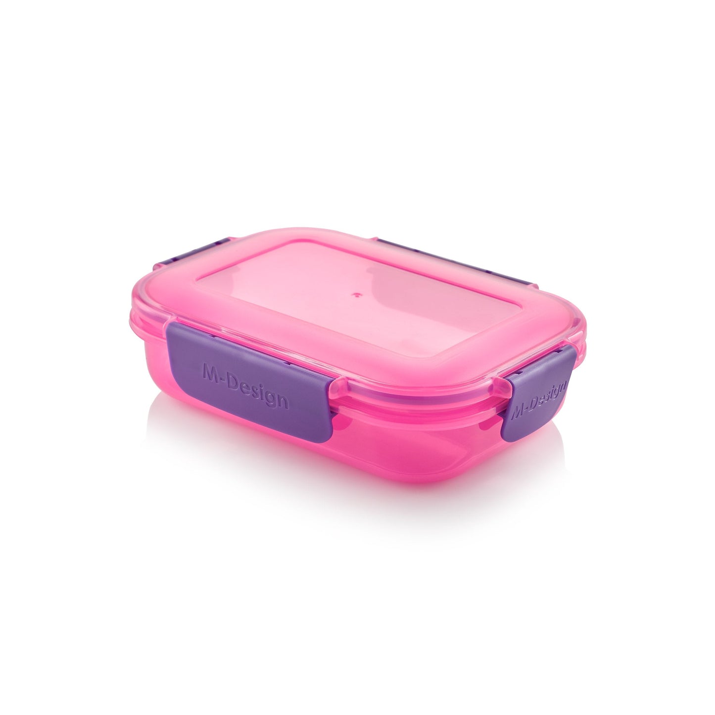 M-DESIGN Lunch Box 600ml – Pink with Purple Clip (6437)