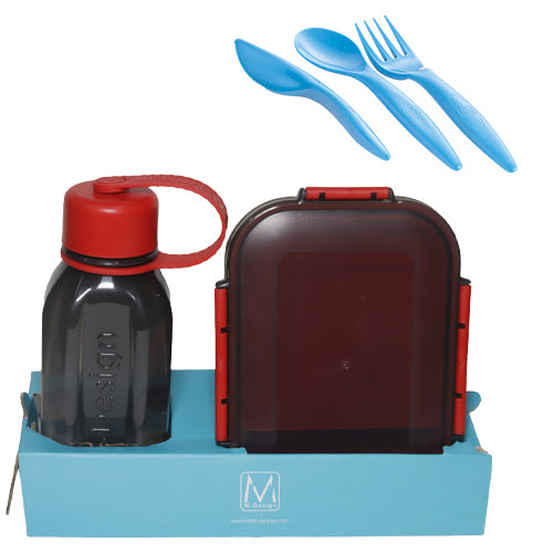 M-DESIGN Set (Black) – Lunch Box 1.1L + Bottle 500ml + Cutlery (75089)
