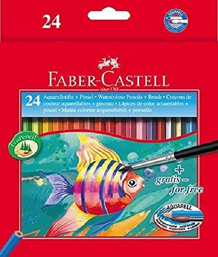 Set of 24 long Faber Castell colored pencils and a brush 110624