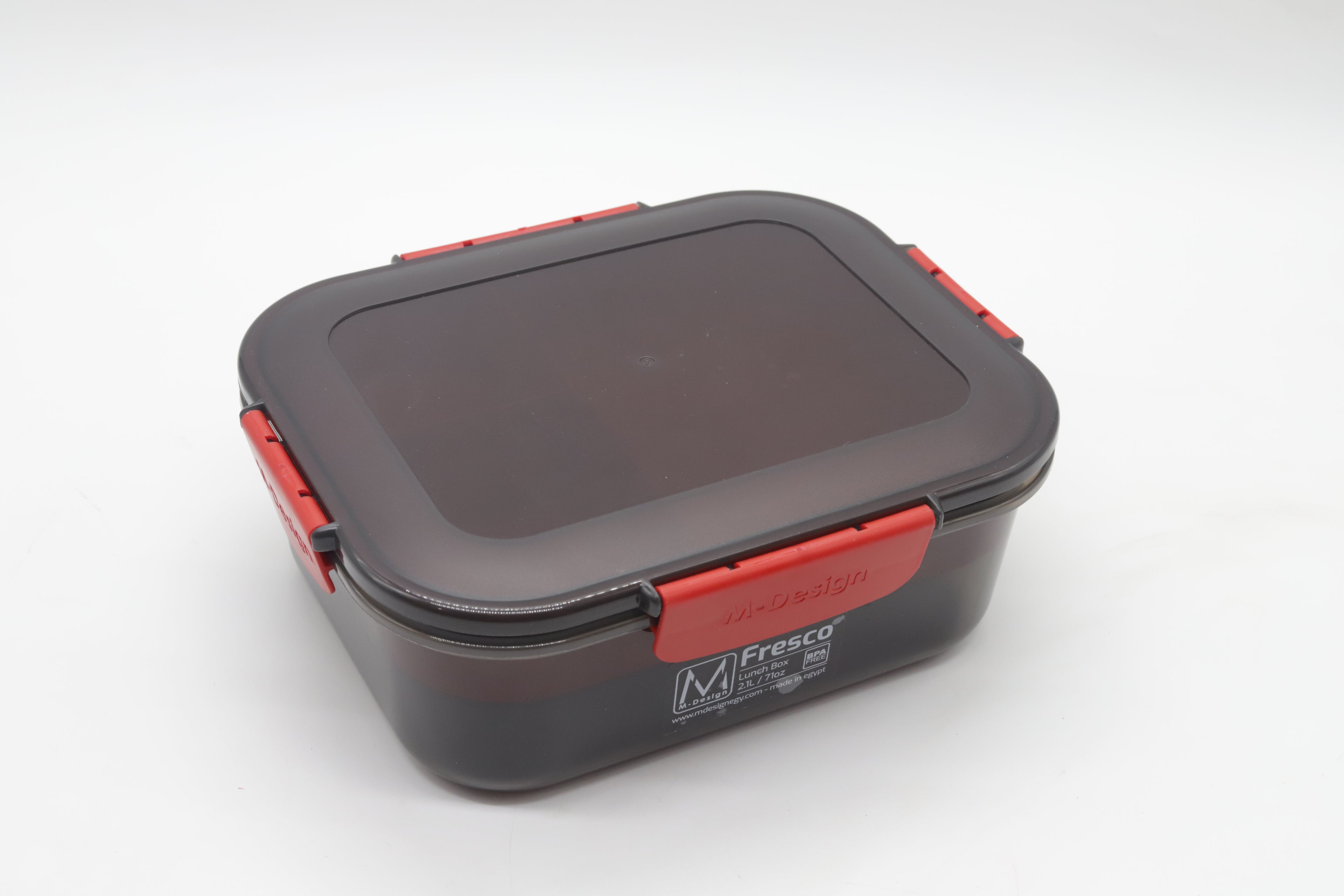 M-DESIGN Lunch Box 2.1L – Black with Red Clip (6447)