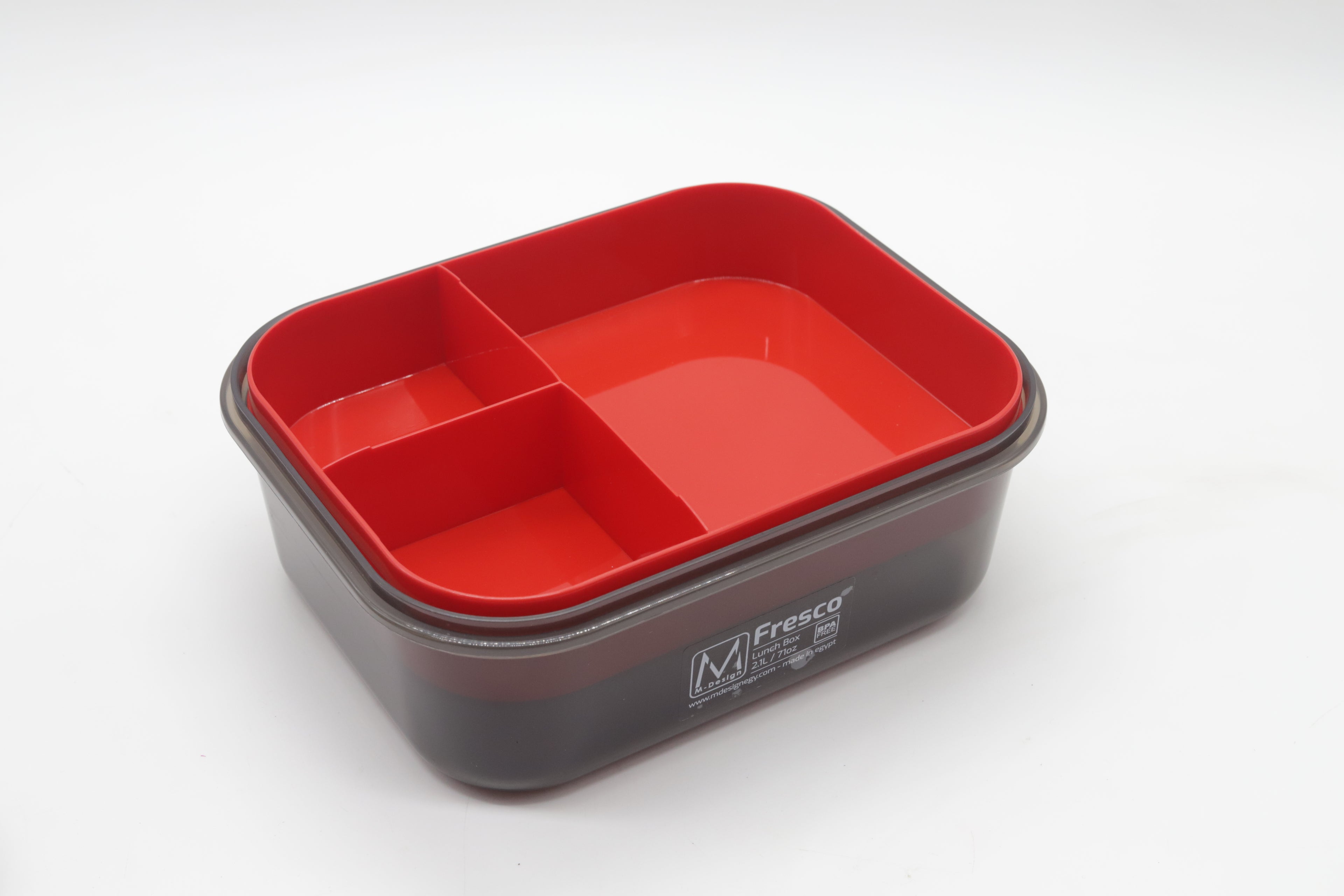 M-DESIGN Lunch Box 2.1L – Black with Red Clip (6447)