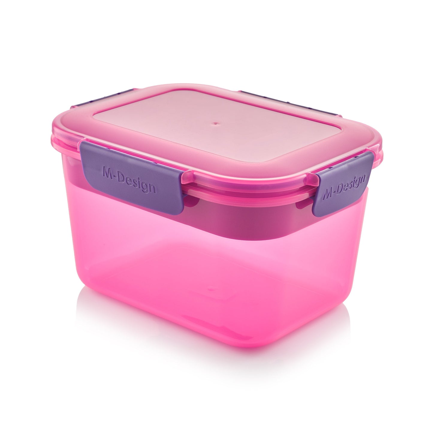 M-DESIGN Lunch Box 2.3L – Pink with Purple Clip (6449)