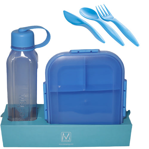 M-DESIGN Set (Blue) – Lunch Box 2.1L + Bottle 800ml + Cutlery (75094)