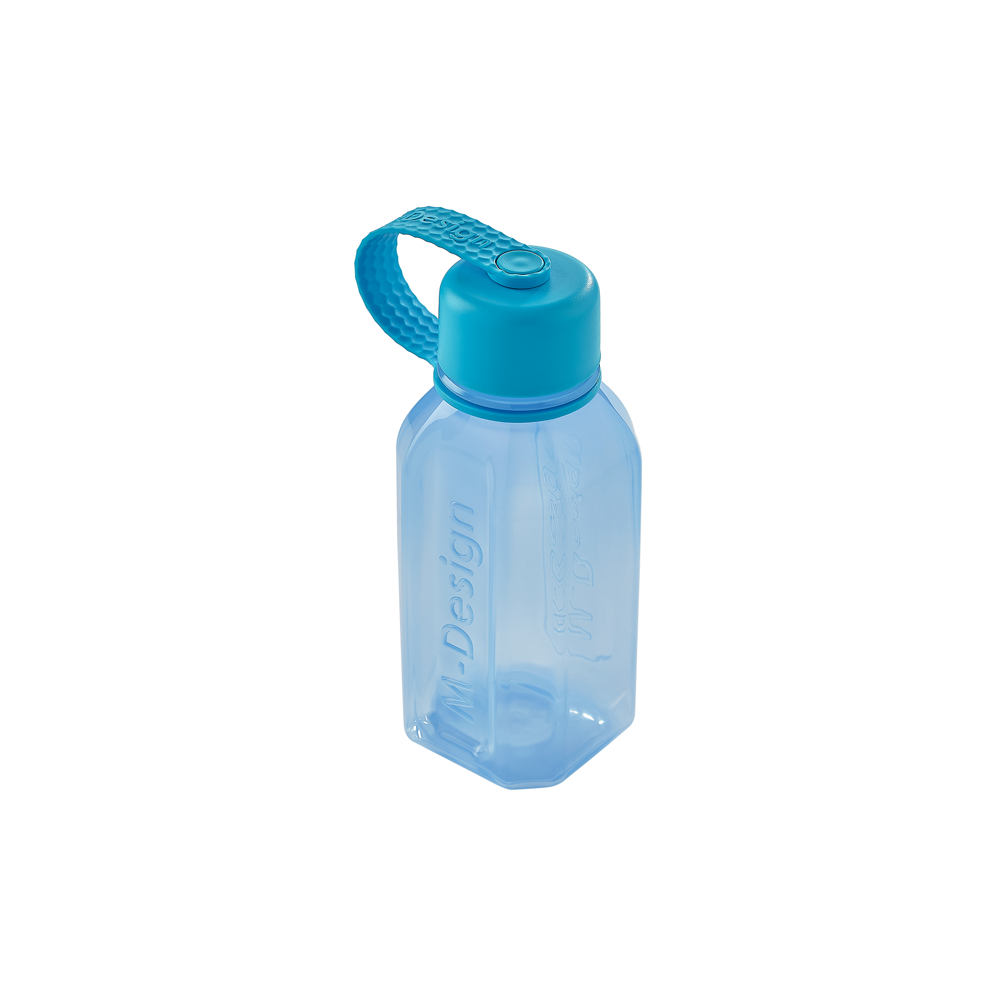 M-DESIGN Square Bottle 500ml with Attached Lid – Blue (75070)