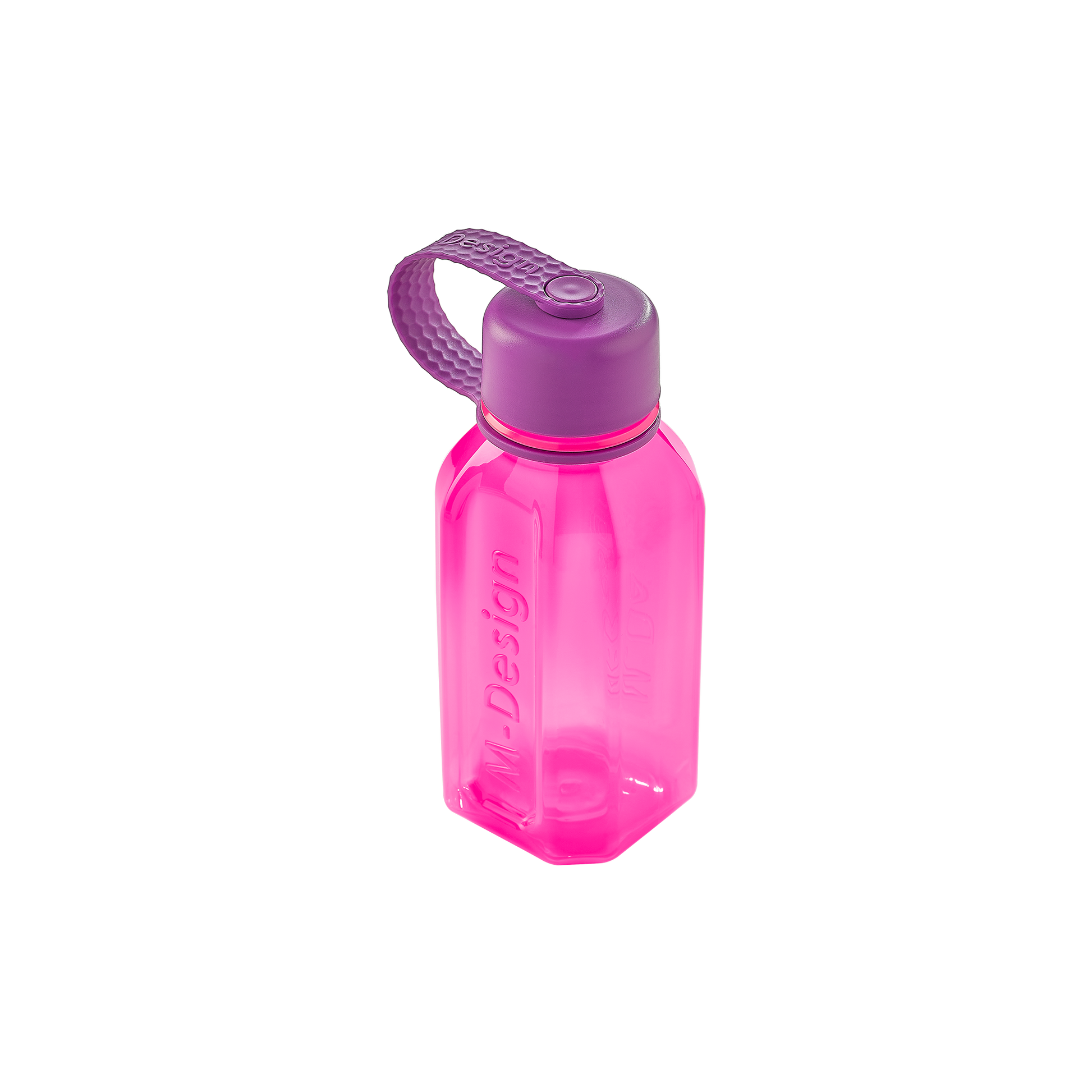 M-DESIGN Square Bottle 500ml with Attached Lid – Pink (75071)