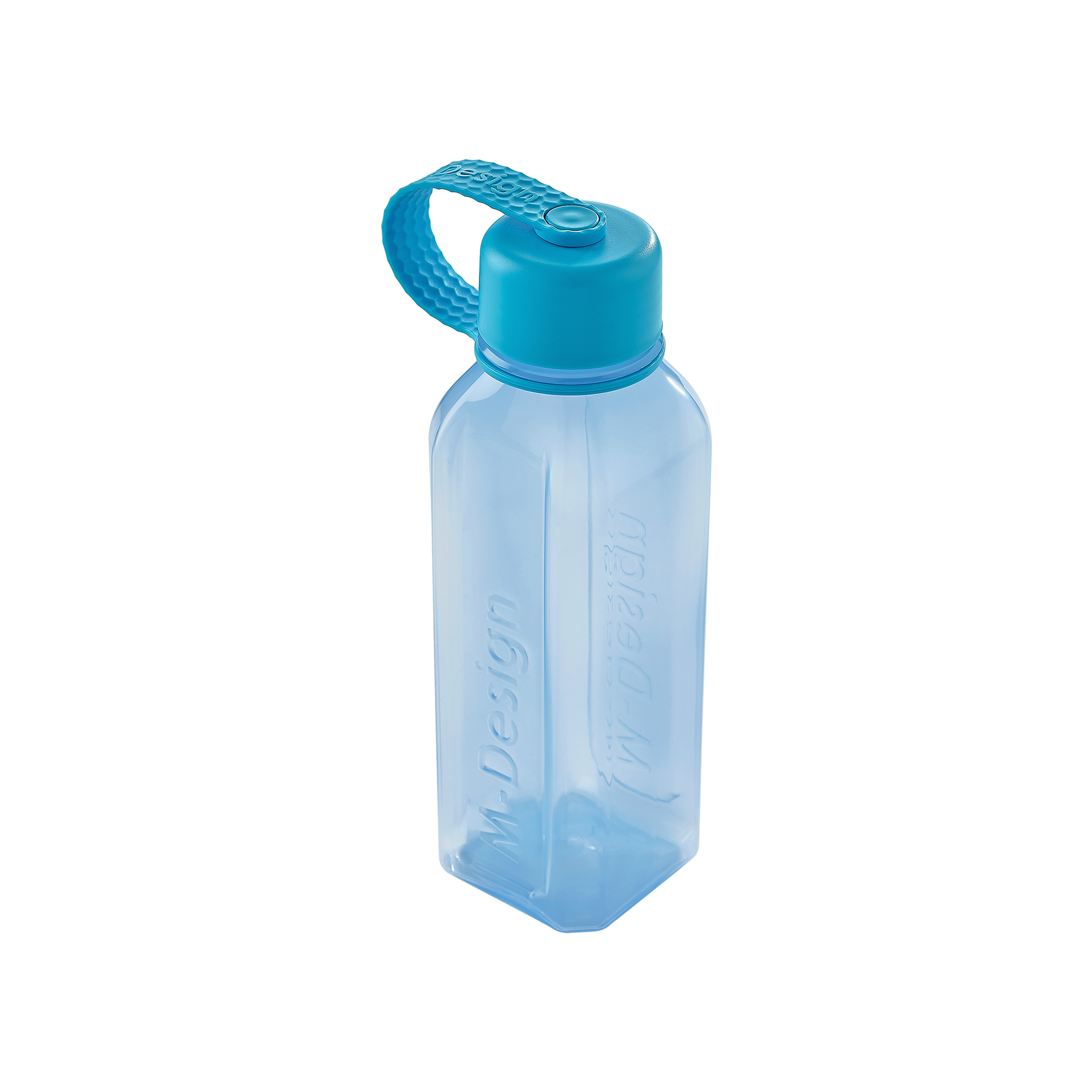M-DESIGN Square Bottle 650ml with Attached Lid – Blue (75073)