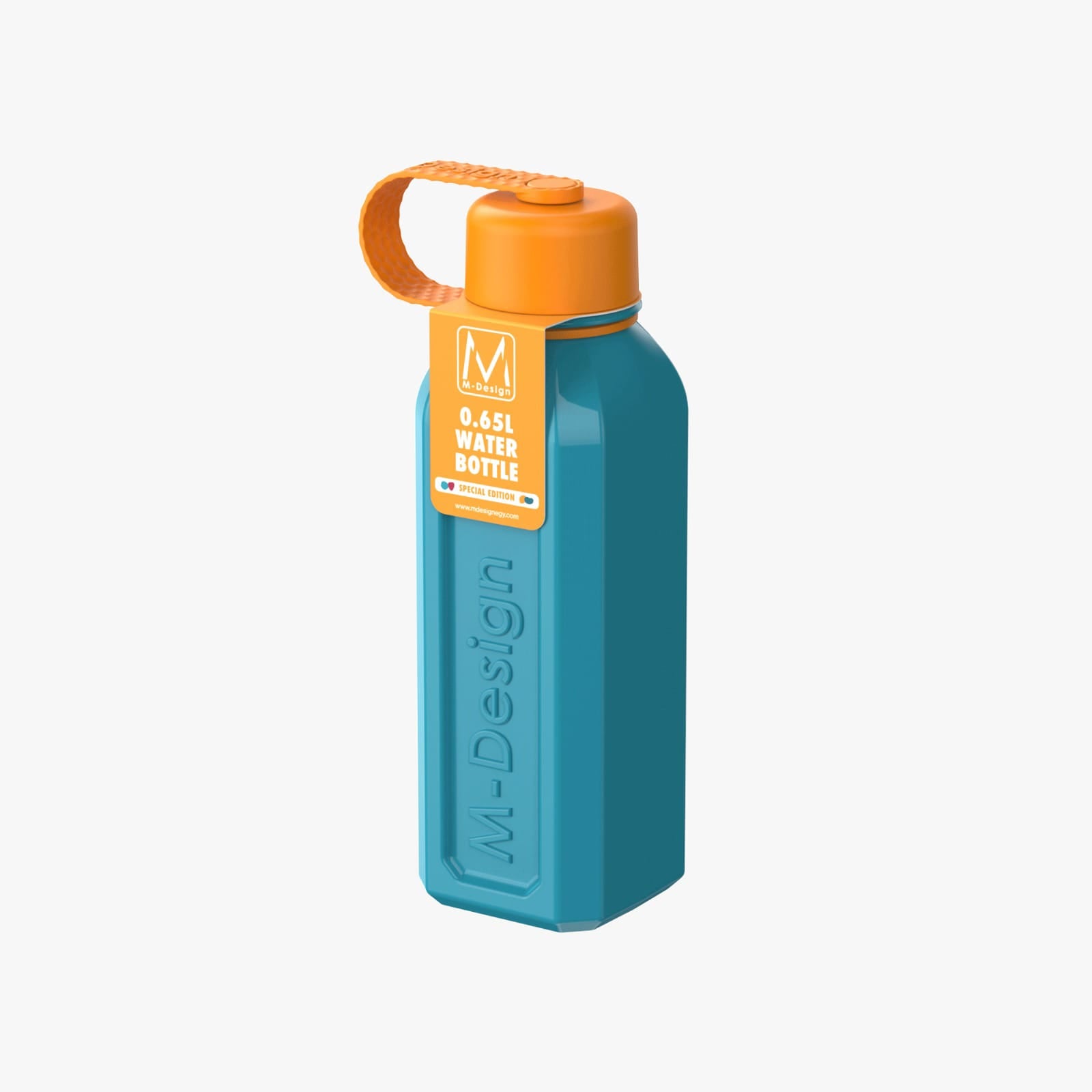 M-DESIGN Dual-Color Square Bottle 650ml – Turquoise & Orange (75124)