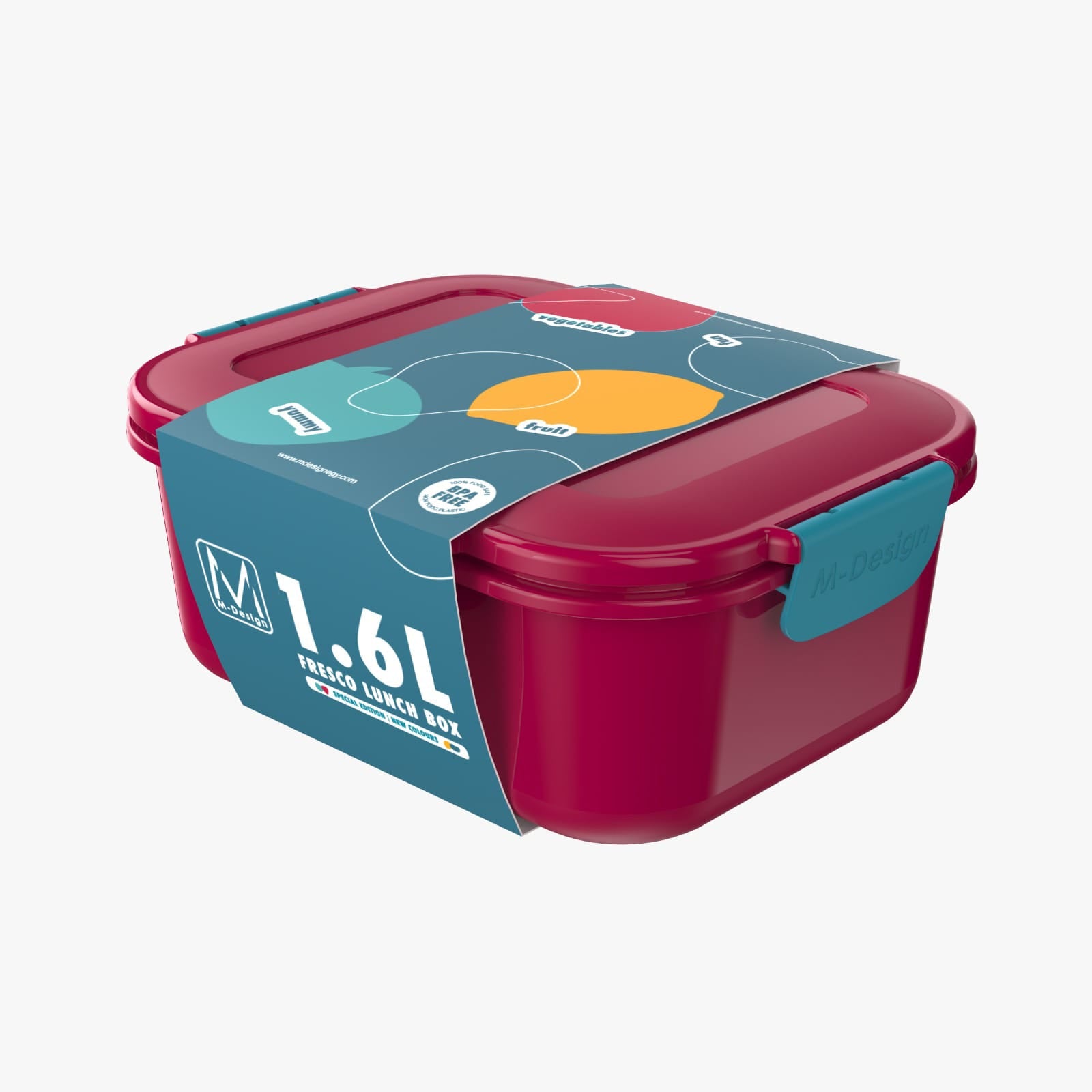 M-DESIGN Lunch Box 1.6L – Fuchsia & Turquoise (75113)