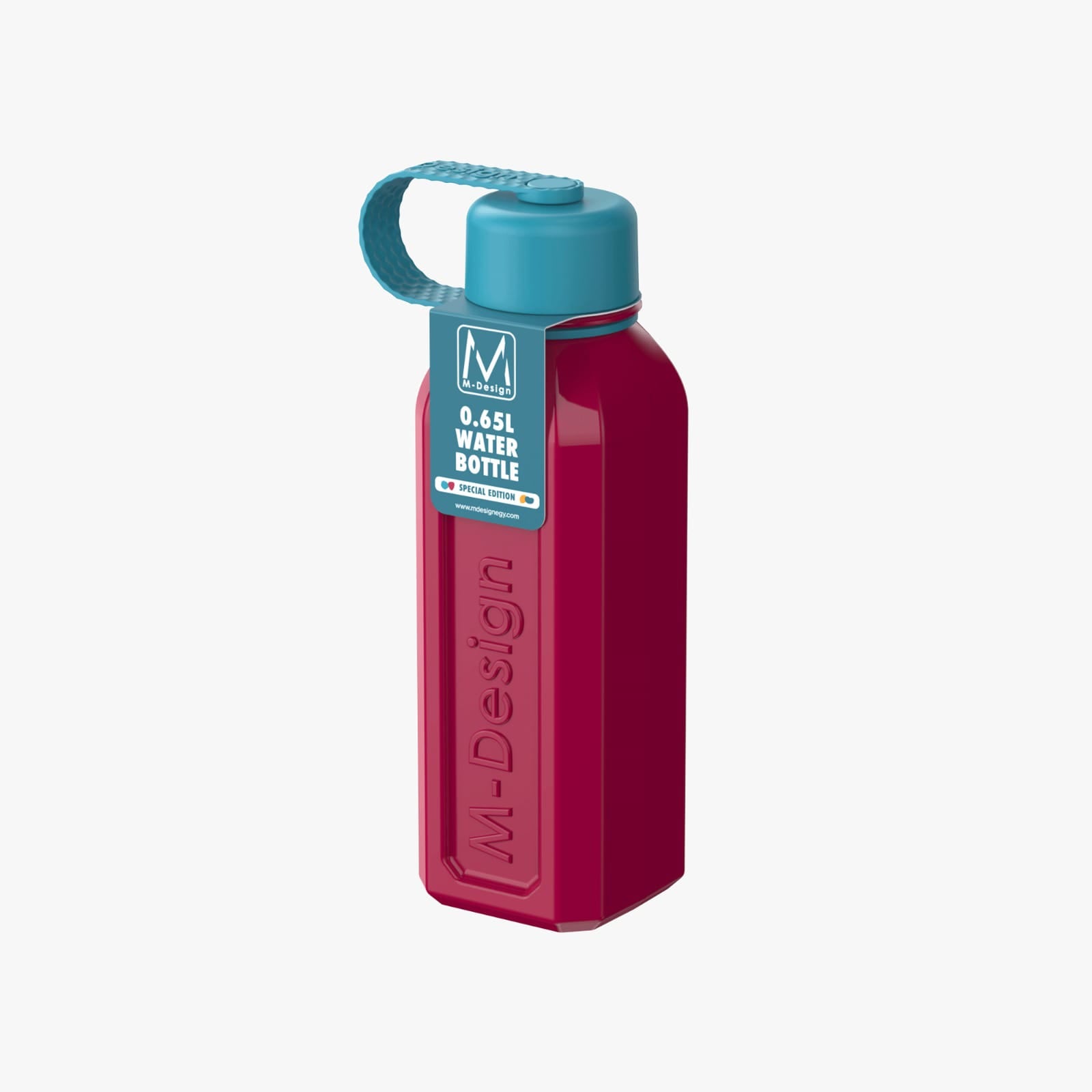 M-DESIGN Dual-Color Square Bottle 650ml – Fuchsia & Turquoise (75122)