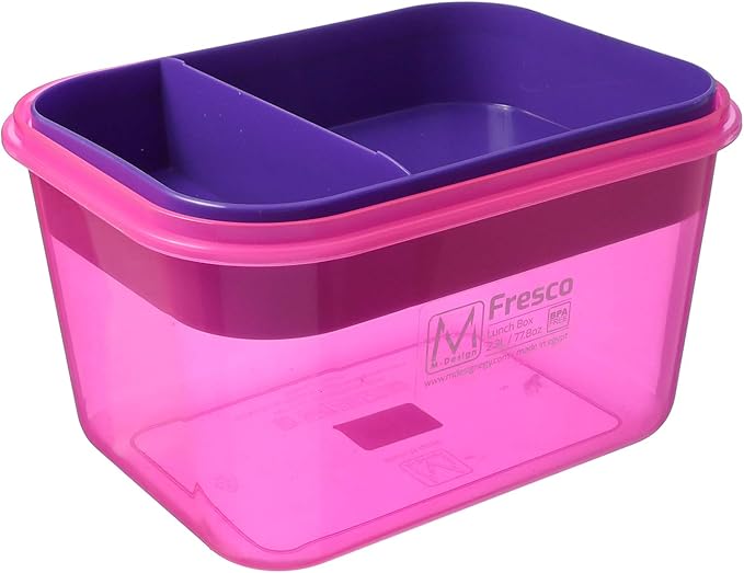 M-DESIGN Lunch Box 2.3L – Pink with Purple Clip (6449)