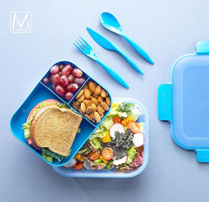 M-DESIGN Set (Blue) – Lunch Box 1.1L + Bottle 500ml + Cutlery (75088)