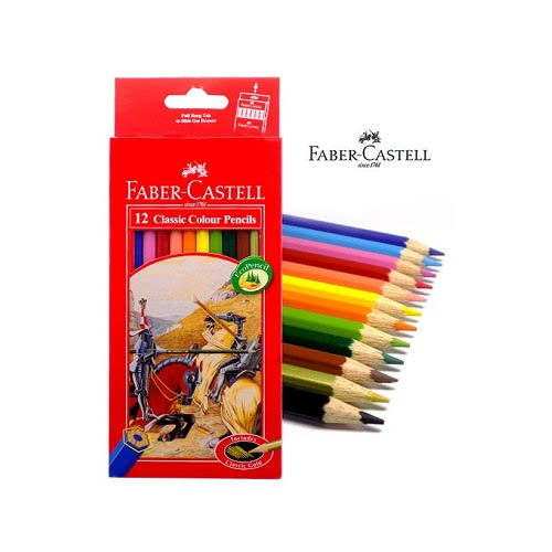 Set of 12 long Faber Castell colored pencils